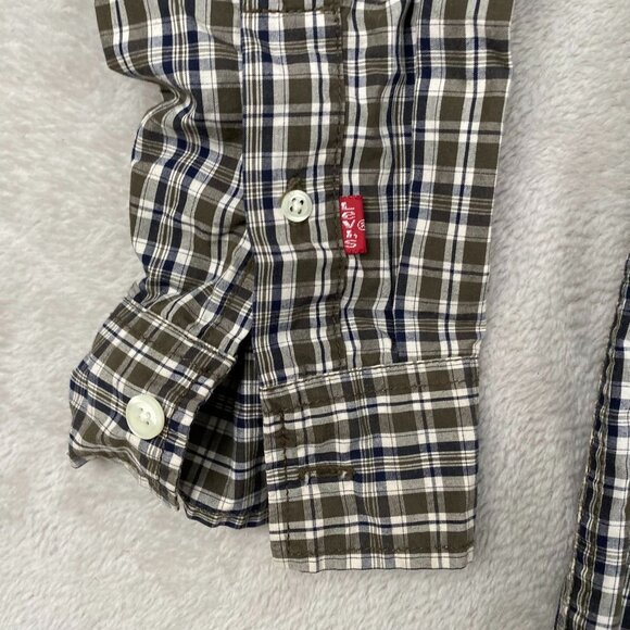 Vintage Levi's Mens Shirt Large Red Tab Long Sleeve Plaid Button-Down Casual Y2K - Picture 8 of 12